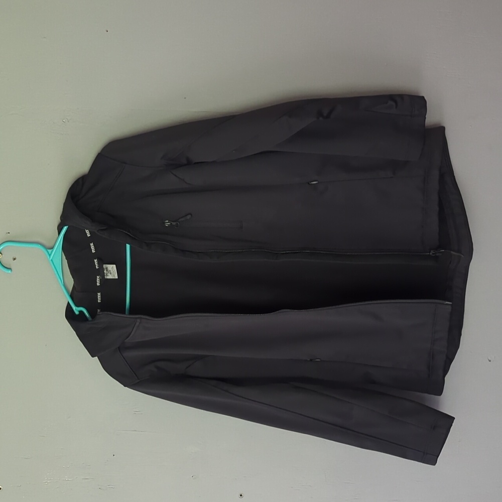 RBX active hooded fleece lined jacket size Small S black zipper pockets